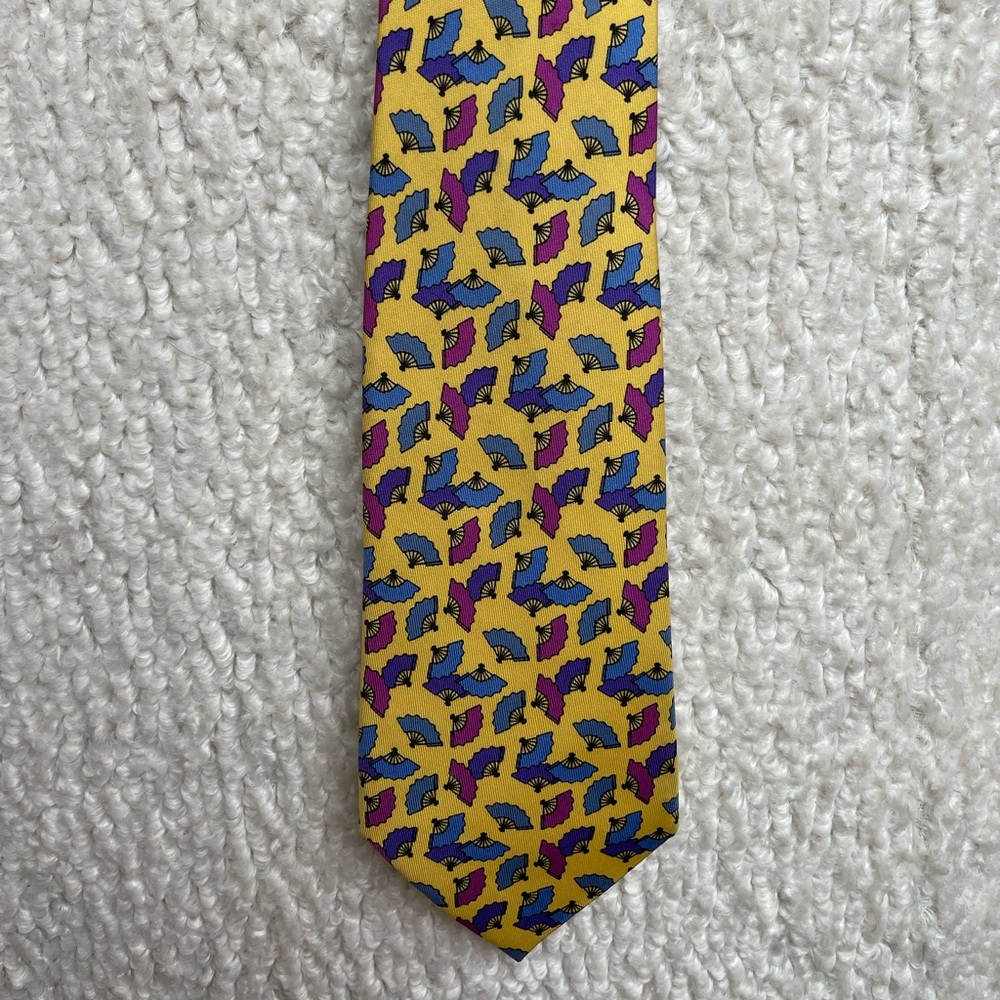Hermes Paris yellow fan tie